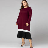 Women Plus Size Maxi Dresses Spring Crew Neck Large Swing Dress