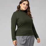 Women Plus Size Tops Autumn Leisure Pullover Long Sleeve Turtleneck Slim T-shirt for Women