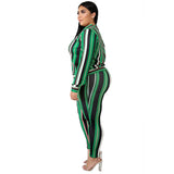 Women plus Size Co-Ords Zipper Tights Printed Fashion Casual Two-Piece Suit