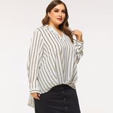 Women Plus Size Tops Autumn and Winter Pullover Lapel Loose Blouse