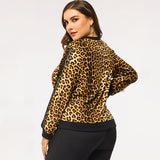 Women Plus Size Jackets Autumn and Winter Long Sleeves Leopard Print Jacket Coat for Women