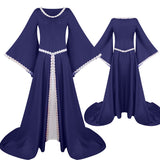 Vintage Empire Waist Dress Women's V-neck Medieval Performance Wear Dress