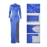 Sexy Long Sleeve Printed Sexy Split Dress