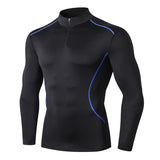 Moisture Wicking Shirts Men's Autumn and Winter Stand Collar Workout Clothes High Elastic Quick-Drying Tight Clothes