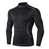 Moisture Wicking Shirts Men's Autumn and Winter Stand Collar Workout Clothes High Elastic Quick-Drying Tight Clothes