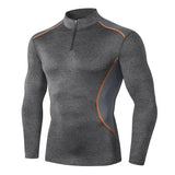 Moisture Wicking Shirts Men's Autumn and Winter Stand Collar Workout Clothes High Elastic Quick-Drying Tight Clothes