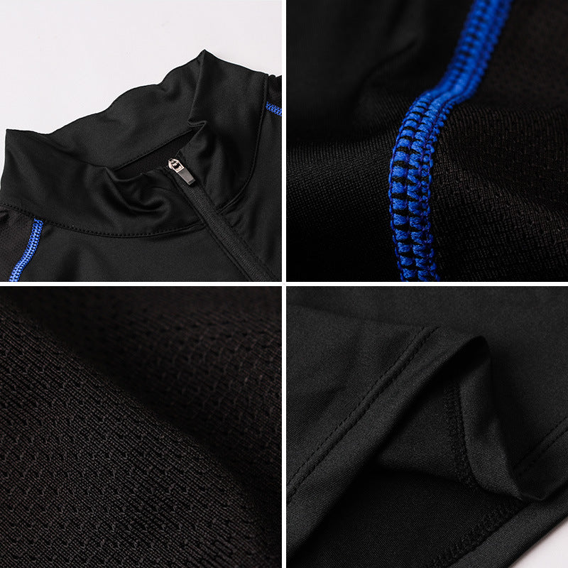 Moisture Wicking Shirts Men's Autumn and Winter Stand Collar Workout Clothes High Elastic Quick-Drying Tight Clothes