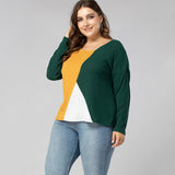 Women Plus Size Tops Spring Pullover Round Neck Loose Sweater