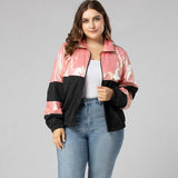 Women Plus Size Jackets Fall Sports Thin Section Lapel Loose Jacket Women