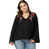 Women Plus Size Tops Autumn and Winter Long Sleeves V-neck Loose T-shirt for Women