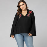 Women Plus Size Tops Autumn and Winter Long Sleeves V-neck Loose T-shirt for Women