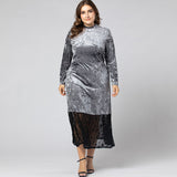 Women Plus Size Maxi Dresses Sexy Crew Neck One-Step Dress