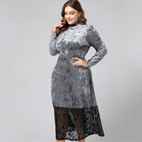 Women Plus Size Maxi Dresses Sexy Crew Neck One-Step Dress