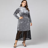 Women Plus Size Maxi Dresses Sexy Crew Neck One-Step Dress