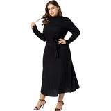 Women Plus Size Maxi Dresses Elegant Long Sleeve Stretch Turtleneck Sweaters Dress