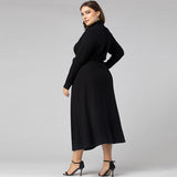 Women Plus Size Maxi Dresses Elegant Long Sleeve Stretch Turtleneck Sweaters Dress