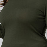 Women Plus Size Tops Autumn Leisure Pullover Long Sleeve Turtleneck Slim T-shirt for Women