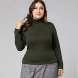 Women Plus Size Tops Autumn Leisure Pullover Long Sleeve Turtleneck Slim T-shirt for Women