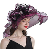 Kentucky Derby Hats Butterfly Decoration Broad-Brimmed Hat