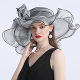 Kentucky Derby Hats Butterfly Decoration Broad-Brimmed Hat