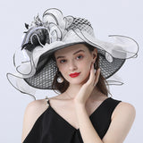 Kentucky Derby Hats with Mesh Flower Decoration Broad-Brimmed Hat
