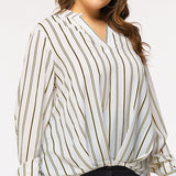 Women Plus Size Tops Autumn and Winter Pullover Lapel Loose Blouse