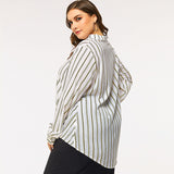 Women Plus Size Tops Autumn and Winter Pullover Lapel Loose Blouse