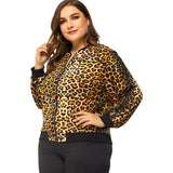 Women Plus Size Jackets Autumn and Winter Long Sleeves Leopard Print Jacket Coat for Women