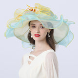 Kentucky Derby Hats Rose Flower Decorative Sun Hat