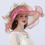 Kentucky Derby Hats Rose Flower Decorative Sun Hat