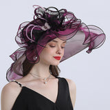 Kentucky Derby Hats Butterfly Decoration Broad-Brimmed Hat