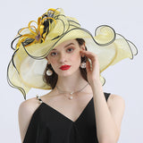 Kentucky Derby Hats Butterfly Decoration Broad-Brimmed Hat