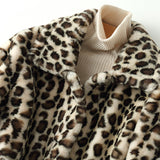 Women Dalmatian Coat Leopard Print Lamb Wool Thickened Short Loose Two-Sided Wear
