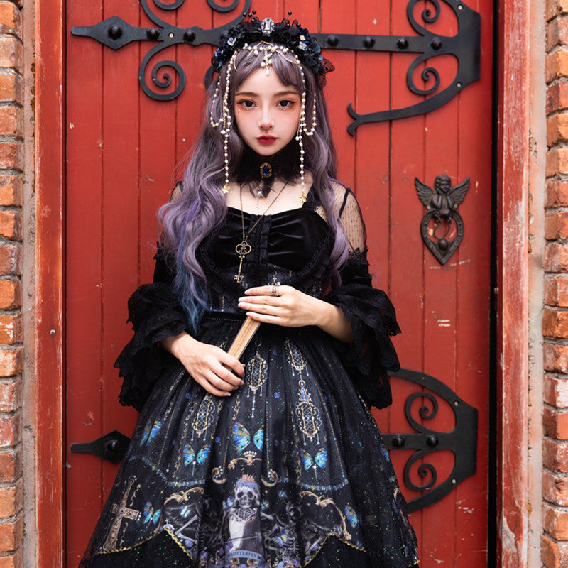 Gothic Lolita Harajuku Style Clothing Sakura Aciclovir Gel Lolita Ming Butterfly Chapter Op Dark Goth Style Girl Lolita Dress