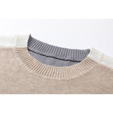 Off White Winter Fleece Sweatshirts Autumn and Winter Stitching Arrow round Neck Pullover Knitted Sweater
