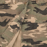 Nina Parker Camo Jacket Rivet Multi-Bag Drawstring Cool Camouflage Workwear Casual Baseball Uniform