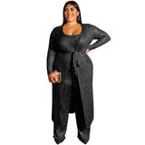 Women Plus Size Co-ords Vest Wide Leg Pants Large Coat Fashion Casual Three-Piece Suit