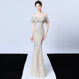 Sequin Evening Dress Tassel Sequin Fishtail Evening Party Dress for Women