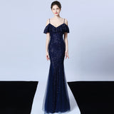 Sequin Evening Dress Tassel Sequin Fishtail Evening Party Dress for Women