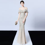Sequin Evening Dress Tassel Sequin Fishtail Evening Party Dress for Women
