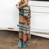 Beth Dutton Outfits Winter Long Fur Collar Coat Long Sleeve Printed Long Trench Coat for Women