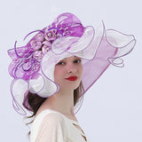 Kentucky Derby Hats Rose Flower Decorative Sun Hat