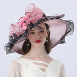 Kentucky Derby Hats Rose Flower Decorative Sun Hat