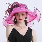 Kentucky Derby Hats Butterfly Decoration Broad-Brimmed Hat