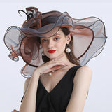 Kentucky Derby Hats Butterfly Decoration Broad-Brimmed Hat