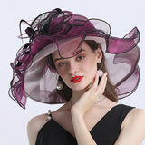 Kentucky Derby Hats Butterfly Decoration Broad-Brimmed Hat