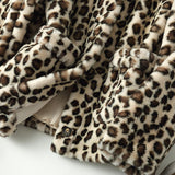 Women Dalmatian Coat Leopard Print Lamb Wool Thickened Short Loose Two-Sided Wear