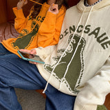 Dinosaur Sweaters Vintage Cartoon Dinosaur round Neck Sweater