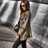 Nina Parker Camo Jacket Rivet Multi-Bag Drawstring Cool Camouflage Workwear Casual Baseball Uniform
