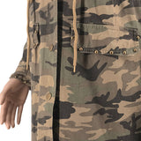 Nina Parker Camo Jacket Rivet Multi-Bag Drawstring Cool Camouflage Workwear Casual Baseball Uniform